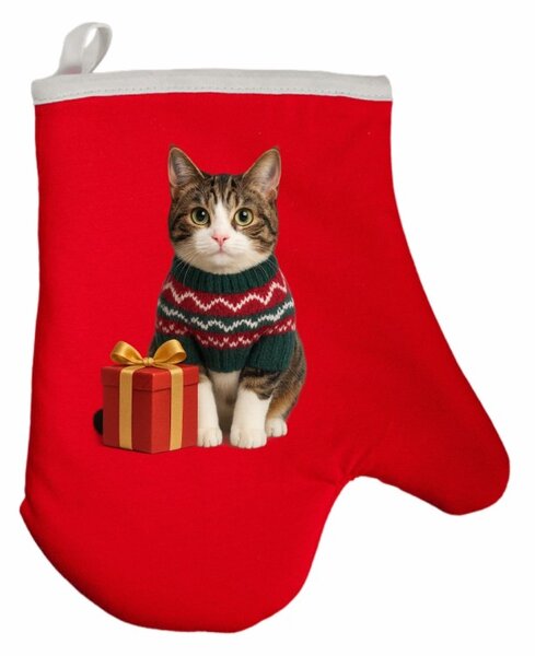 Vianočná kuchynská rukavica Meow EMI, čierna