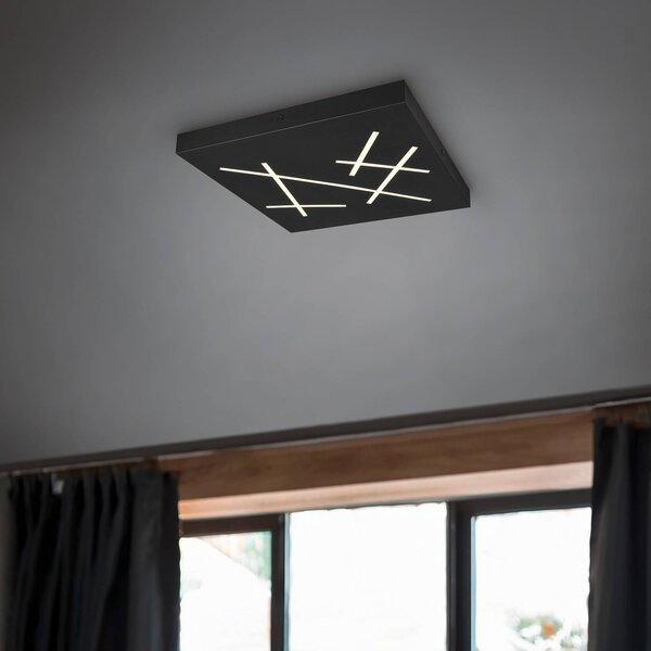 Stropné LED svetlo Snip, čierne matné, dĺžka 50 cm, kov,, Čierna, Obývacia izba / jedáleň, kov, Moderný, Stropné svetlo