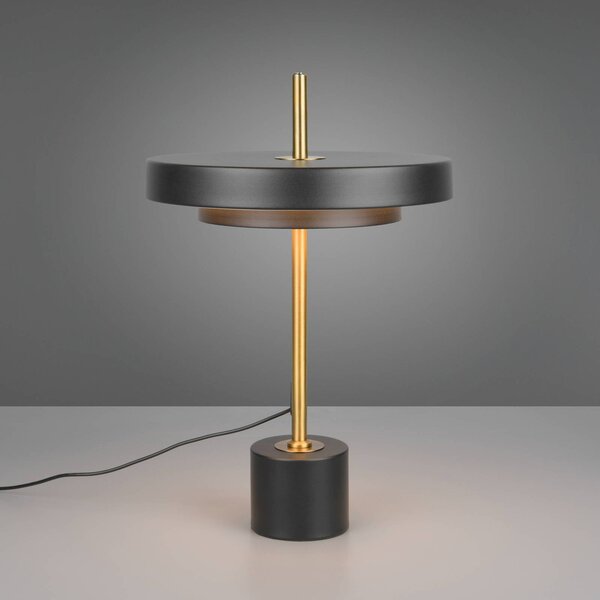 Stolová LED lampa Keaton, čierna/zlatá, výška 45 cm,, Čierna, Obývacia izba / jedáleň, kov