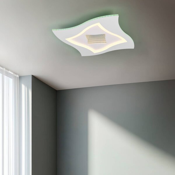 Stropné LED svetlo Klint, dĺžka 50 cm, matná biela, kov RGBW, Biela / opálová, Obývacia izba / jedáleň, kov, Moderný, Stropné svetlo