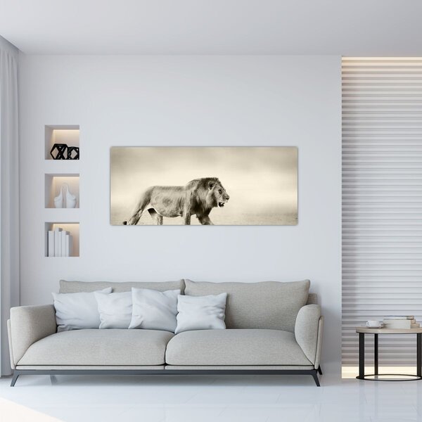 Obraz - Hladný lev (120x50 cm)