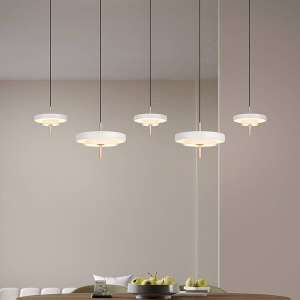LED závesné svietidlo Keaton, svetlošedá, dĺžka 140 cm, 5-pl., Hliník / sivá / zinok, Obývacia izba / jedáleň, kov, Závesné svietidlo