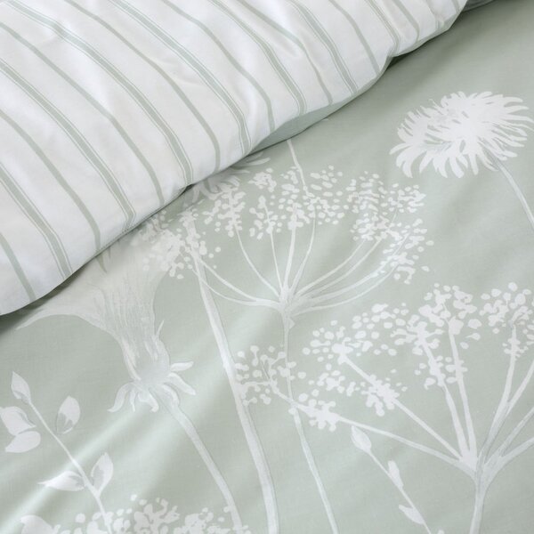 Bielo-zelené obliečky Catherine Lansfield Meadowsweet Floral, 135 x 200 cm