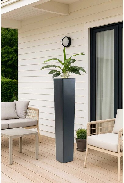 Vysoký kvetináč ALTEZA, sklolaminát, výška 100 cm, farba čierna