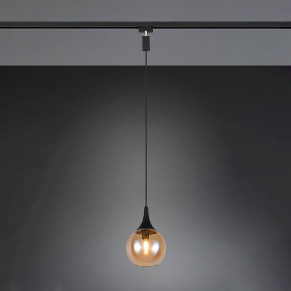 Trio Lighting Závesné svietidlo Lumina pre DUOline, jantárové, Krémová / jantárovo žltá, Obývacia izba / jedáleň, Sklo, Moderný, Koľajnicový systém