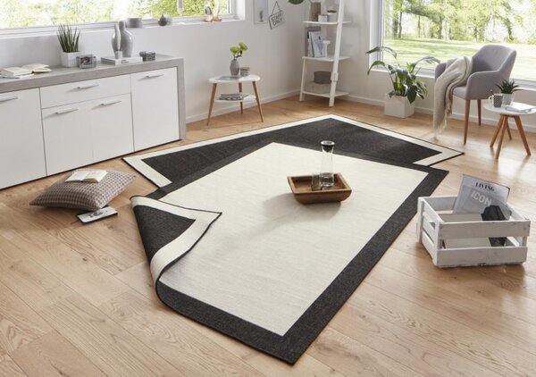 Hanse Home, Kusový koberec Twin-Wendeteppiche 103105 creme schwarz – na von aj na doma, 80x150, čiernobiela, chodba / predsieň