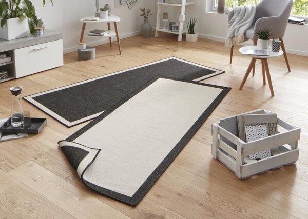 Hanse Home, Kusový koberec Twin-Wendeteppiche 103105 creme schwarz – na von aj na doma, 80x150, čiernobiela, chodba / predsieň