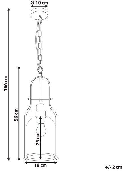 Závesná lampa čierna kovová 166 cm číre sklo tienidlo stropné svietidlo v retro štýle