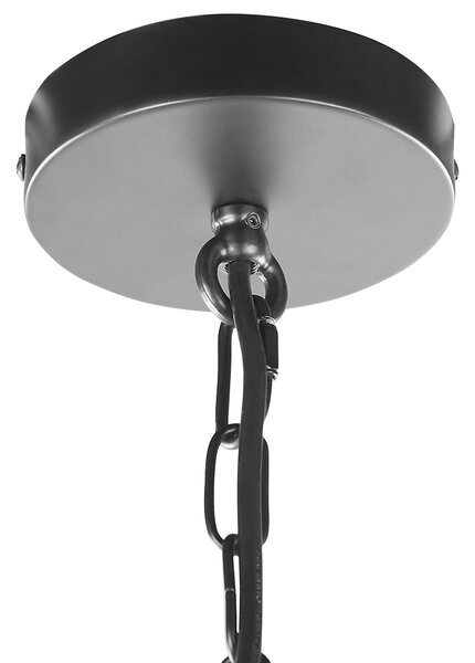 Závesná lampa čierna kovová 166 cm číre sklo tienidlo stropné svietidlo v retro štýle