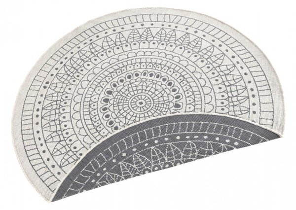 Hanse Home , Kusový koberec Twin-Wendeteppiche 103143 creme grau – na von aj na doma, 140x140 (priemer) kruh, šedá, chodba / predsieň