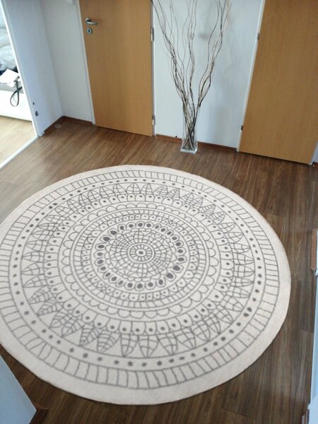 Hanse Home , Kusový koberec Twin-Wendeteppiche 103143 creme grau – na von aj na doma, 140x140 (priemer) kruh, šedá, chodba / predsieň