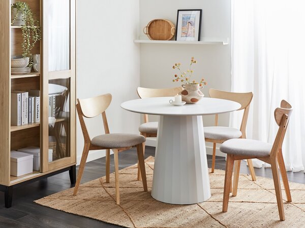Jedálenský stôl biely MDF oceľový rám ø 100 cm okrúhly moderný škandinávsky štýl
