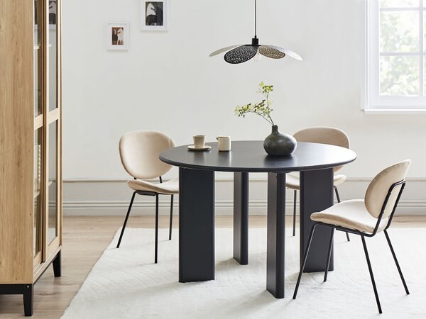 Jedálenský stôl čierny MDF oceľový rám ø 120 cm okrúhly moderný škandinávsky štýl