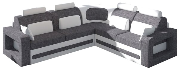 NABBI Bolzano P rohová sedačka s rozkladom a úložným priestorom sivá (Sawana 05) / biela (Soft 17)