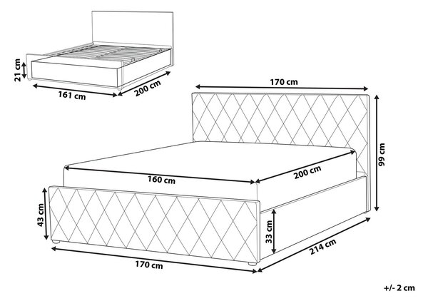 Posteľ s úložným priestorom krémová biela buklé 160 x 200 cm prešívané čalúnenie s čelom lamelový rošt moderný štýl spálňa