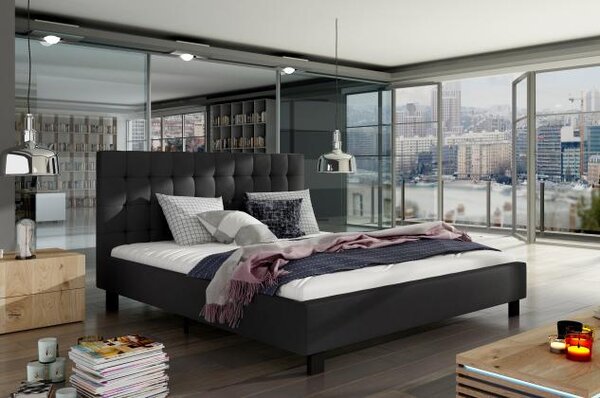 ETP, NICOLAI čalúnená posteľ 140-160x200 cm, čierná