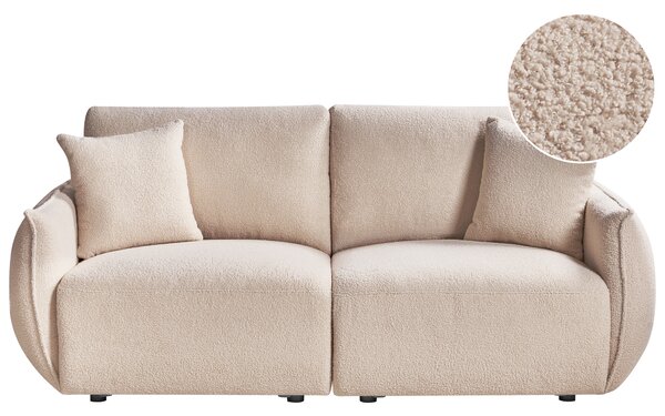 2-miestna modulárna pohovka béžová buklé čalúnenie dvojdielna sedačka moderný minimalistický štýl obývacia izba