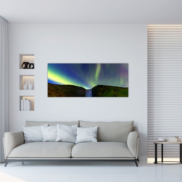 Obraz - Polárna žiara na Islande (120x50 cm)