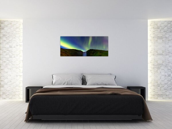 Obraz - Polárna žiara na Islande (120x50 cm)