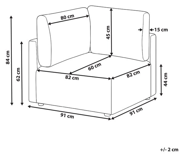 Rohový sedací diel béžové buklé čalúnenie 1-miestny modul minimalistický moderný štýl obývacia izba