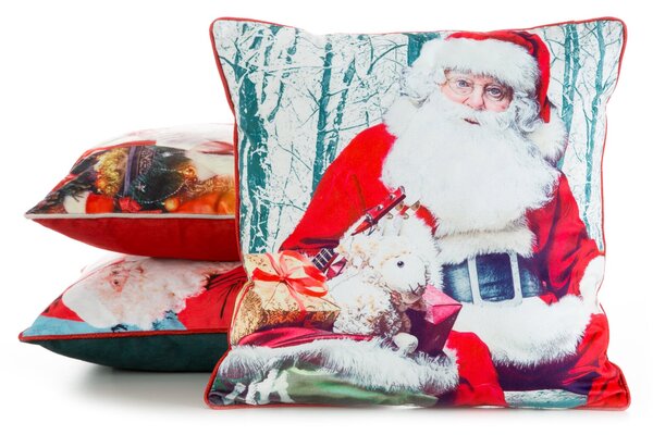 VIANOČNÁ DEKORAČNÁ OBLIEČKA NA VANKÚŠ SANTA1 45X45 CM VZOROVANÁ