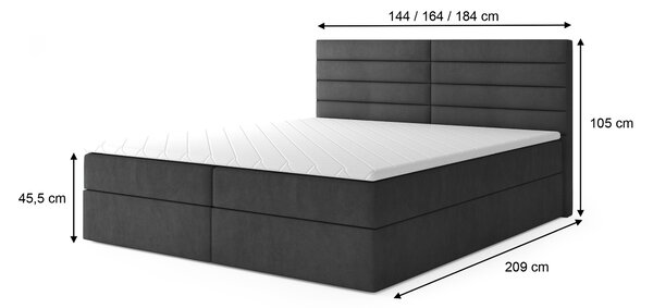 Čalúnená boxspring posteľ Cargo - čierna Rozmer: 140x200