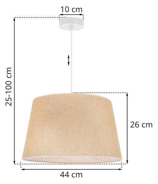 Závesné svietidlo Juta, 1x jutové tienidlo, (fi 44cm), w