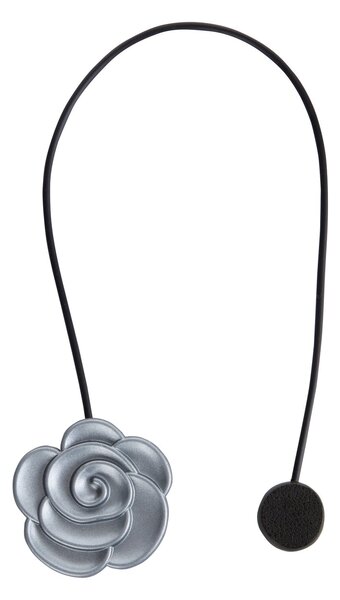 SADA 2KS DEKORAČNÁ SPONA NA ZÁVES FLOWER S MAGNETOM 5 X 21 CM SIVÁ