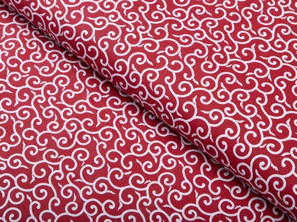 Bavlnená látka/plátno Sandra SA-259 Ornamenty na rubínovo červenom - šírka 140 cm
