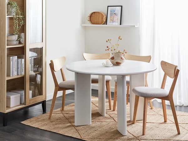 Jedálenský stôl biely MDF oceľový rám ø 120 cm okrúhly moderný škandinávsky štýl