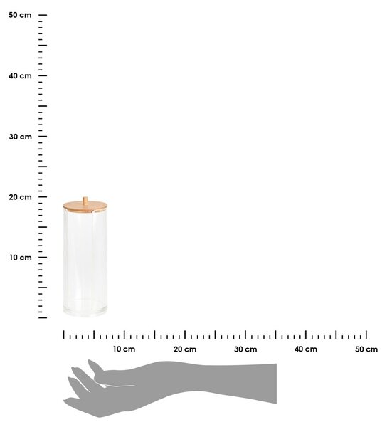 Kúpeľňová nádoba na kozmetické tampóny Elegan, číra/s drevenými prvkami