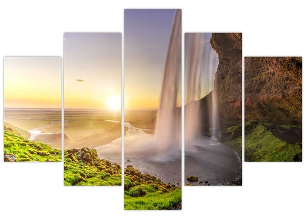 Obraz - Seljalandsfoss spoza vnútra jaskyne (150x105 cm)