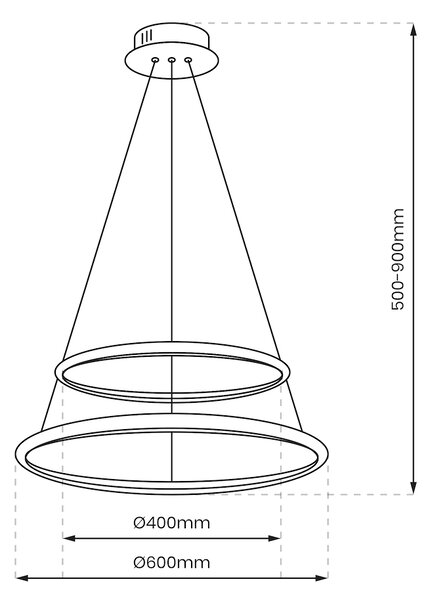 Závesné LED svietidlo Hoop, 2x LED 51w, 4000k, ch
