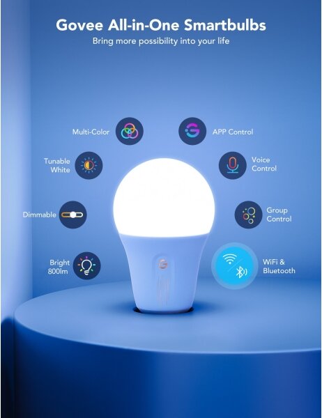 Govee - LED RGBWW Stmievateľná žiarovka Smart E27/12W/230V 2700-6500K Wi-Fi