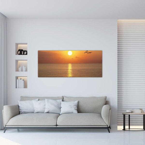 Obraz - Západ slnka nad oceánom (120x50 cm)