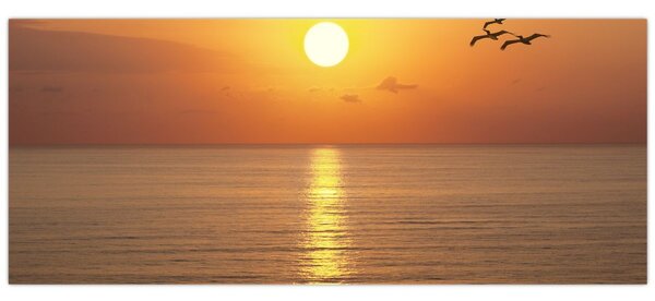 Obraz - Západ slnka nad oceánom (120x50 cm)