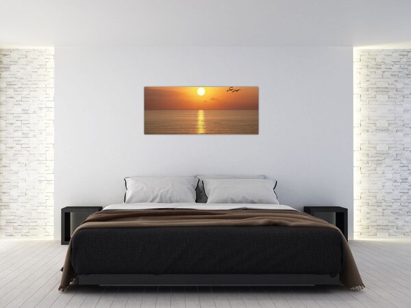 Obraz - Západ slnka nad oceánom (120x50 cm)