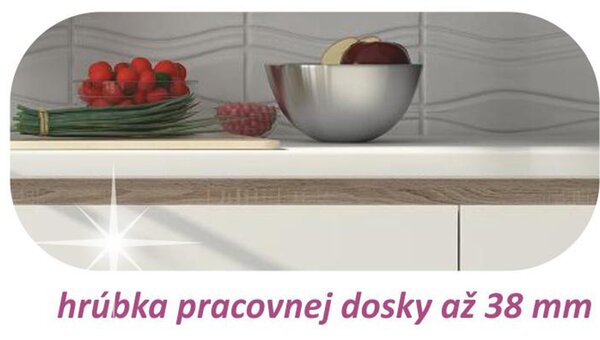 Kondela Kuchynská zostava, dub sonoma/biela vysoký lesk HG, LINE NEW