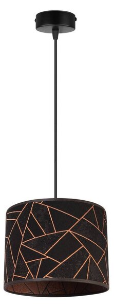 Závesné svietidlo Werona 6, 1x čierne textilné tienidlo so vzorom, (fi 20cm), c