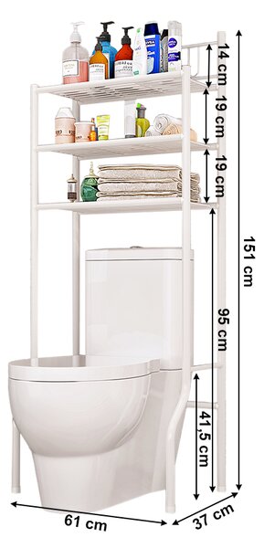 KONDELA Regál nad WC, biela, REMIN