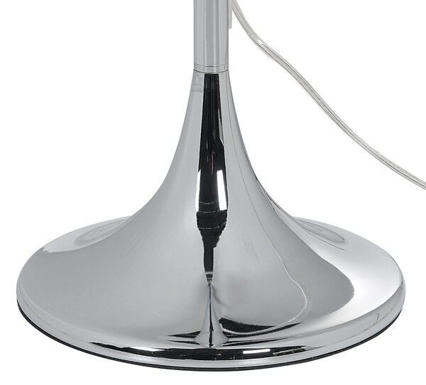 Stojaca lampa biela kovový stojan 170 cm biele látkové tienidlo s visiacimi kryštálikmi