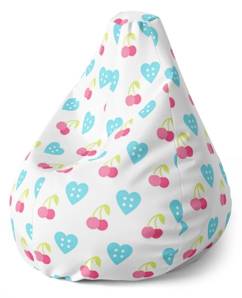Sablio Sedací vak Pear Čerešne a srdce - 70 x 95 x 15 cm