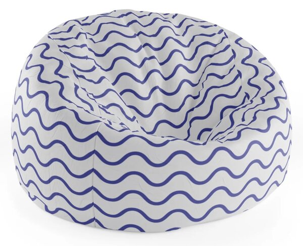 Sablio Sedací vak Cocoon Modré vlnky - 75 x 45 x 35 cm