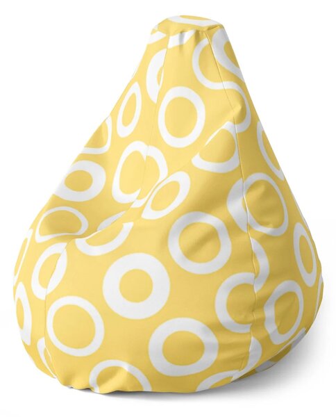 Sablio Sedací vak Pear Biele korunky na žlté - 70 x 95 x 15 cm