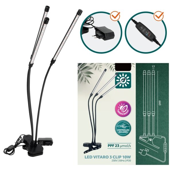 Brilagi-LED Stmiev. lampa s klipom na pestovanie rastlín VITABLOOM 3xLED/10W/230V