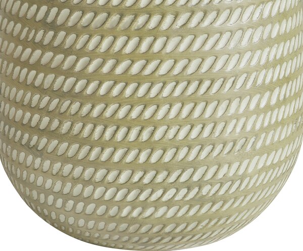 Kvetináč zelený vláknitá hlina ⌀ 39 cm okrúhly reliéfny vzor interiér exteriér