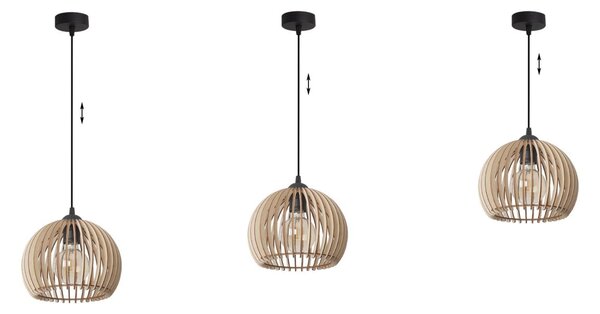Závesné svietidlo Timber 6, 1x drevené tienidlo, (fi 21 cm)