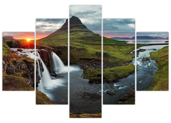 Obraz - Kirkjufell pri západe slnka (150x105 cm)