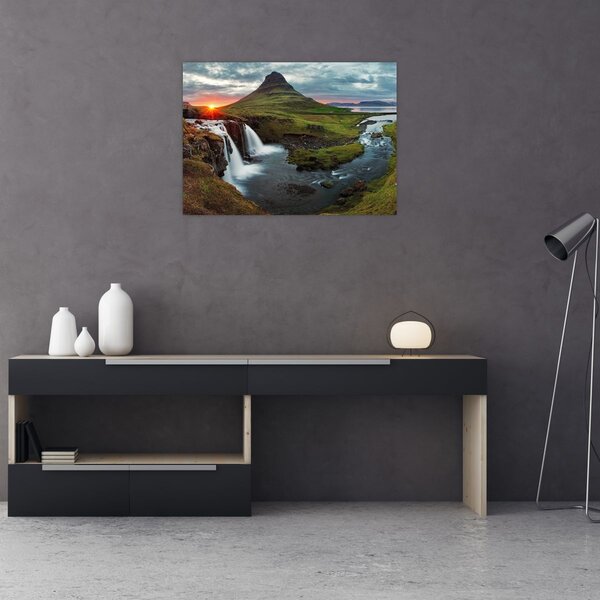 Obraz - Kirkjufell pri západe slnka (70x50 cm)