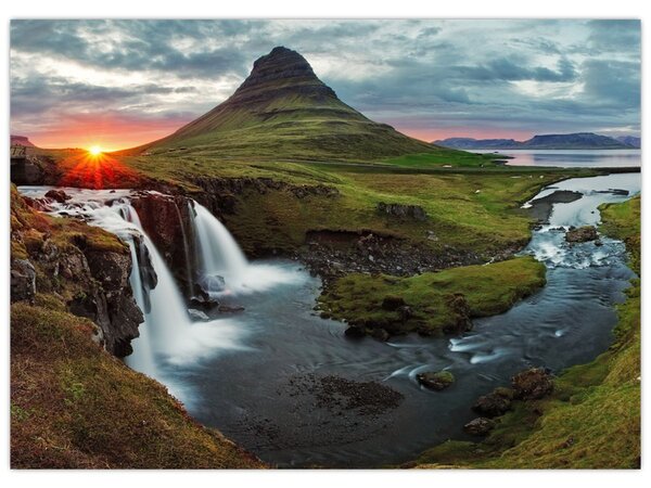 Obraz - Kirkjufell pri západe slnka (70x50 cm)